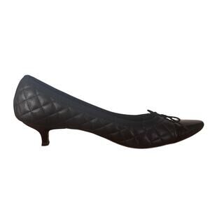 Paul Mayer Heel Women 8B Black Regal Quilted Leather Ballet Ballerina Kitten 90s